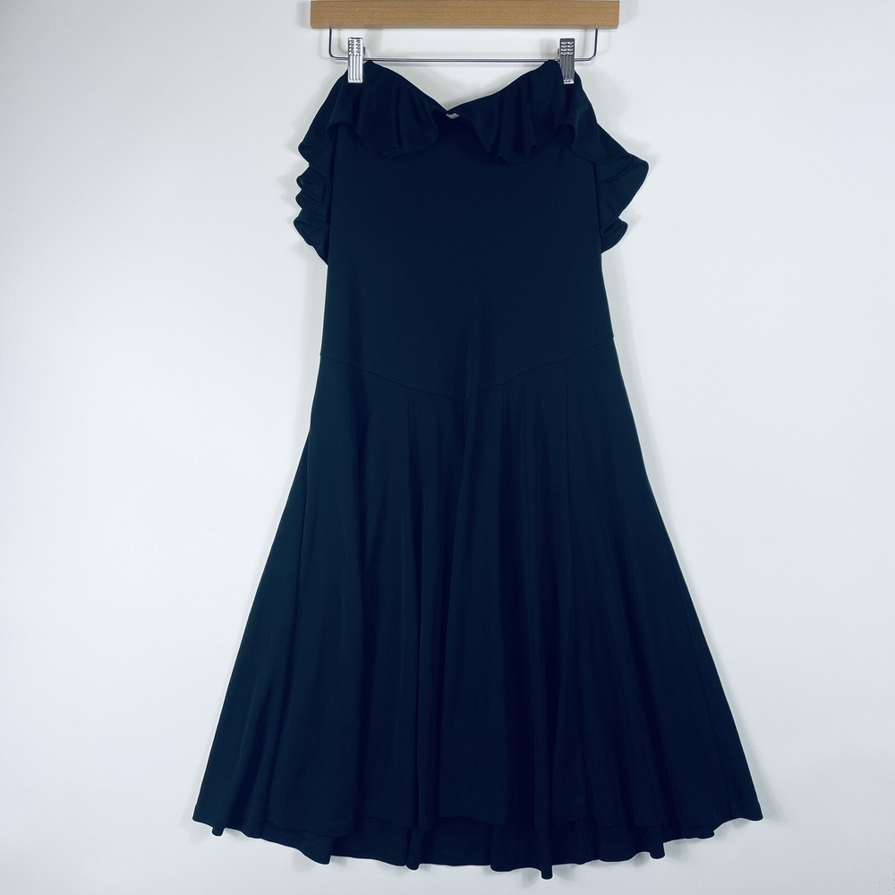 Lauren by Ralph Lauren Womens 6 Black‎ Strapless Dress Ruffle Neckline Party
